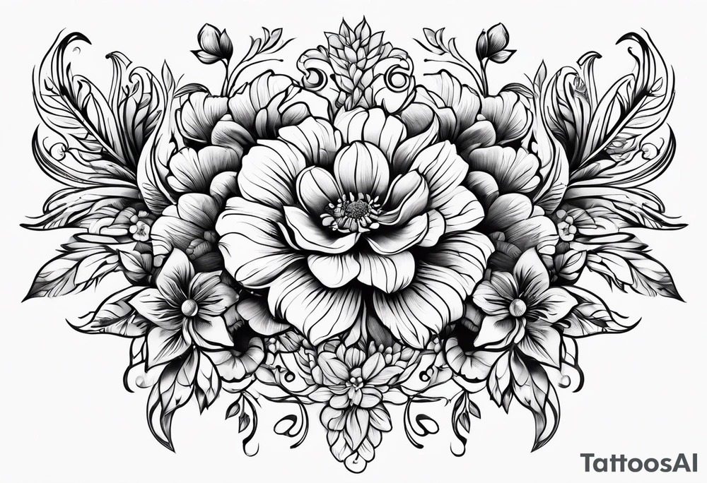 ornaments of flowers tattoo idea