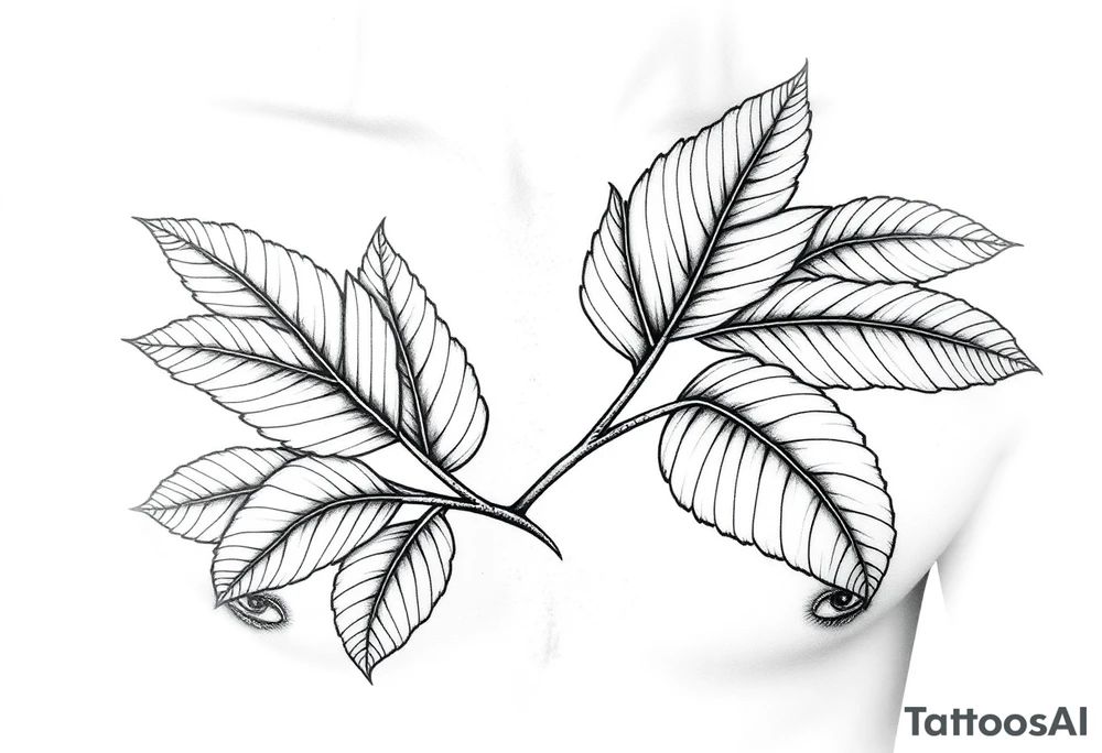 Hawaiian breadfruit tree leaves tattoo idea