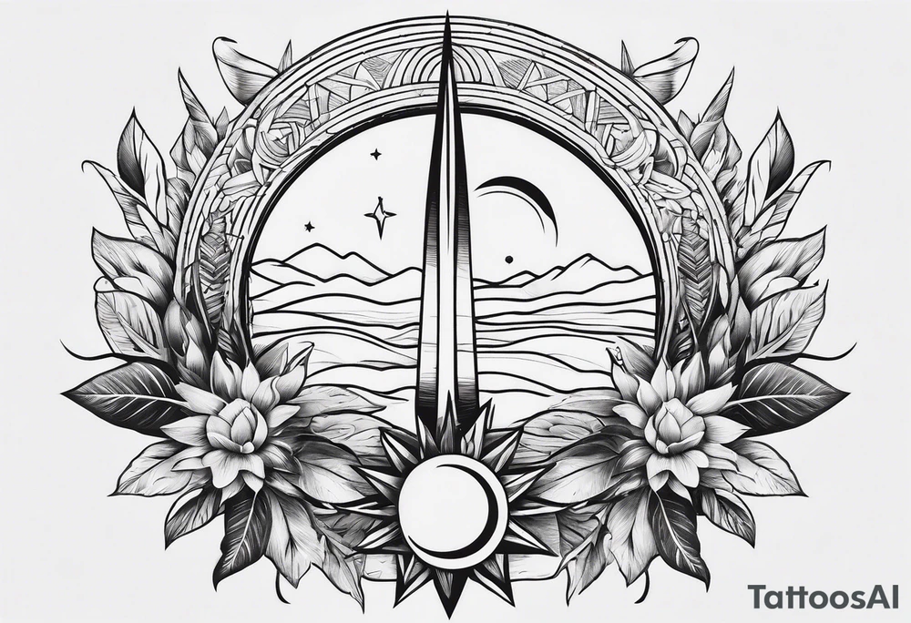 elegant dainty spiritual moon sun arrow spine tattoo tattoo idea