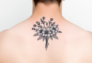 Bouquet of multiple flowers tattoo idea