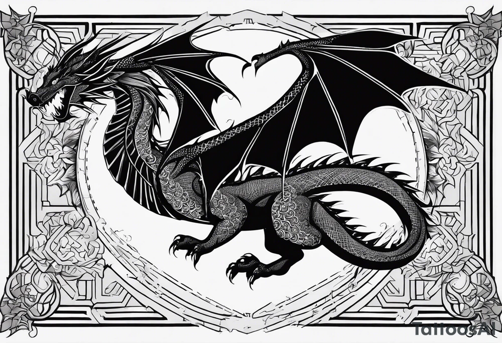 Dragon flying  tattoo in back tattoo idea