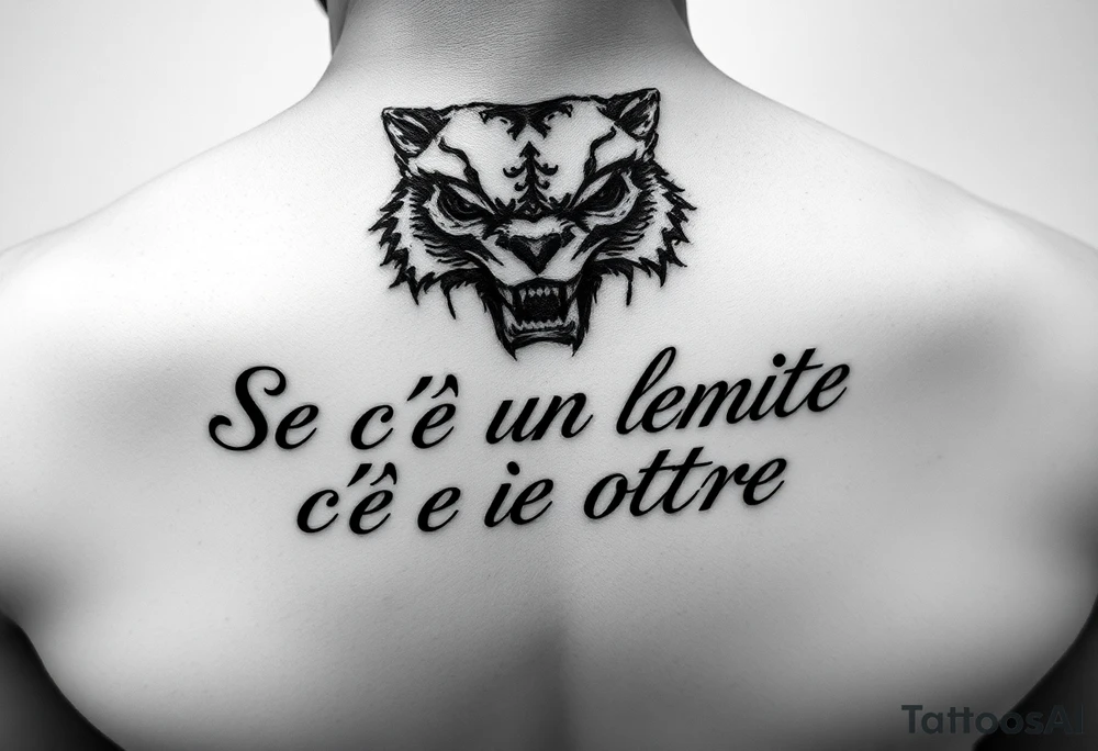 scritta sotto il pettorale “Se c’è un limite c’è un oltre” tattoo idea
