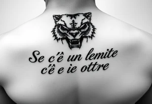 scritta sotto il pettorale “Se c’è un limite c’è un oltre” tattoo idea