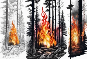 Forest in fire tattoo idea