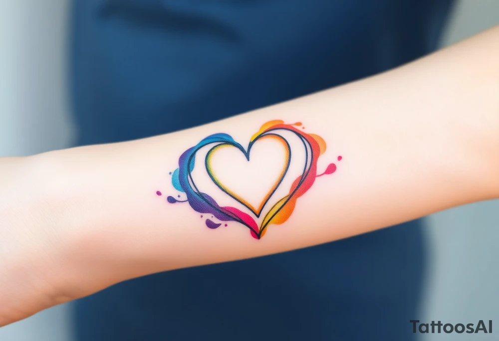 infinity symbol surrounded with heart in rainbow colors tattoo idea