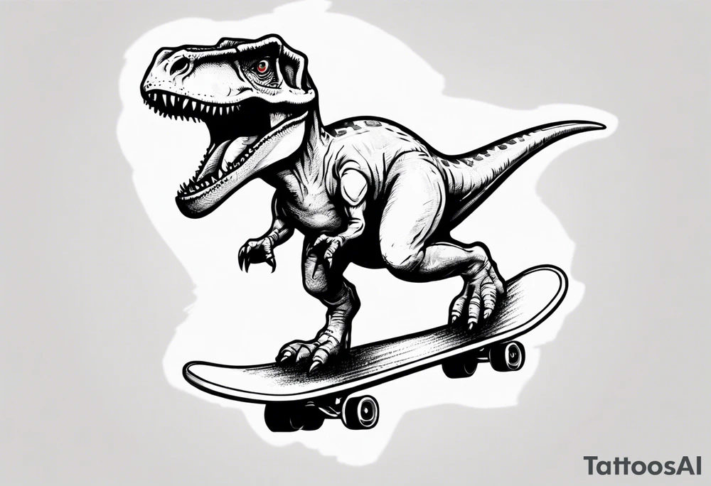 dinosaur riding a skateboard tattoo idea