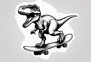 dinosaur riding a skateboard tattoo idea