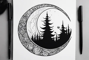 dark fantasy moon by cliff held by a witch tattoo idea