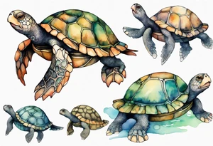 a creature that looks like a turtle covered in fur, on the shore tattoo idea