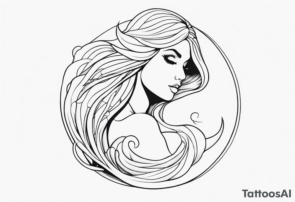 create a sketch of a minimalist mermaid tattoo tattoo idea