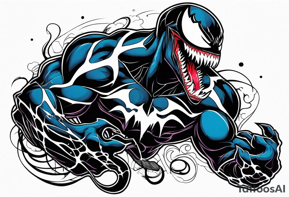 Comic character venom reclining tattoo idea