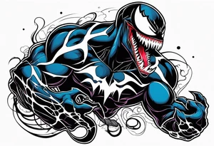 Comic character venom reclining tattoo idea