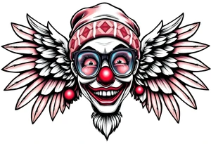 Mexican Clown Girl thug beanie eyeglasses angel wings tattoo idea