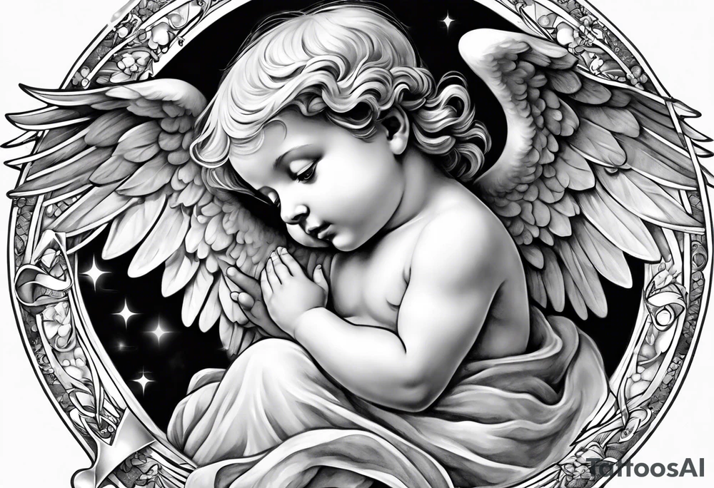 little angel holding the globus tattoo idea