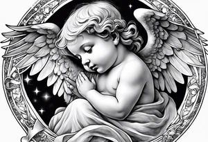 little angel holding the globus tattoo idea