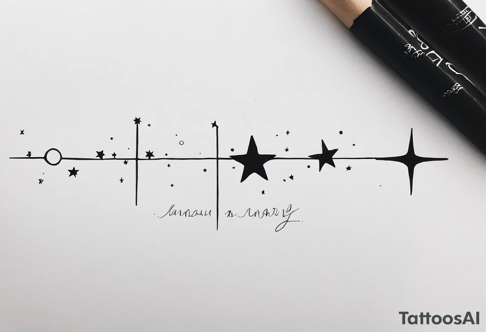 create me a spine tatto intergrating my star sing, star constellation, moon  on the day that I was born January 17th 2005make it skinny going down the whole spine, and not my moon phase just the moon on the day I was born, janauary 17th 2005 tattoo idea