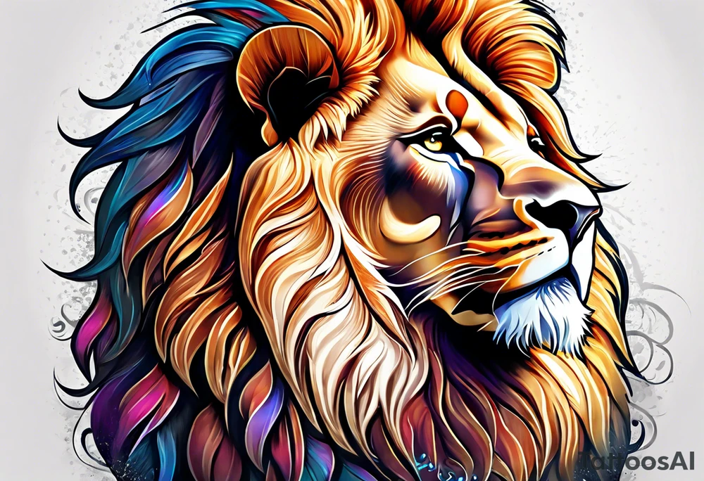 powerful majestic lion, close-up tattoo idea