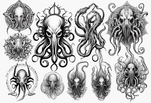 Cthulhu mythe long tattoo 
with lot of tentacle tattoo idea