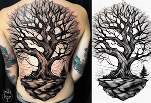 A slanting downward look at a tree stump with exposed rings tattoo idea