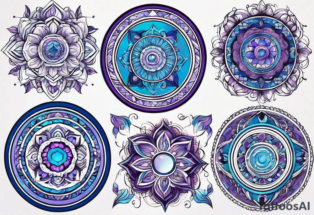 Blue and purple circle and lines tattoo idea