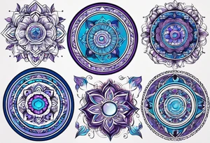 Blue and purple circle and lines tattoo idea