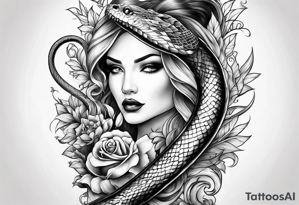 Feminine dagger with a snake around it tattoo idea Feminine dagger with a snake around it tattoo idea