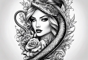 Feminine dagger with a snake around it tattoo idea