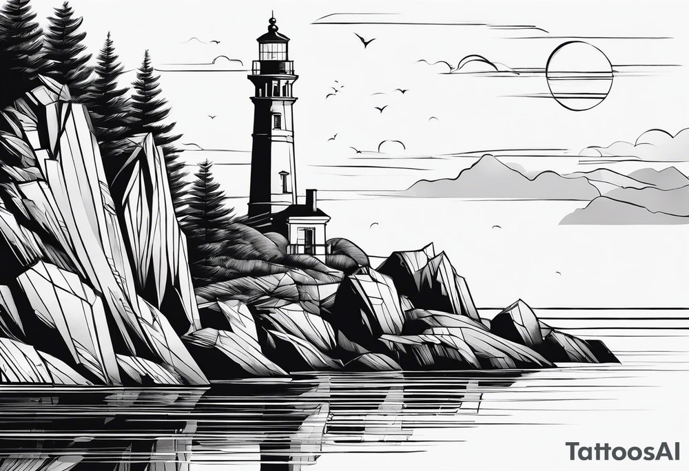 phare maritime dans un bateau a voiles. tattoo idea