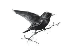 Male European Blackbird on a branch tattoo idea tattoo idea