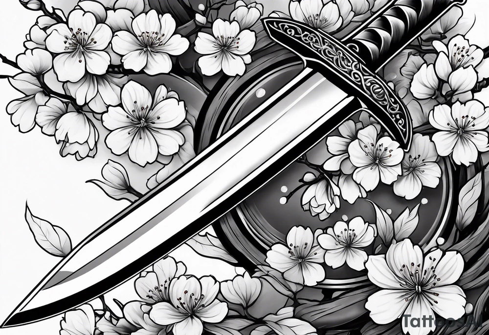 Japanese cherry blossoms sword forearm tattoo tattoo idea