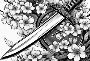 Japanese cherry blossoms sword forearm tattoo tattoo idea