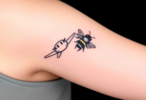 airplane flying next to a bumblebee tattoo idea