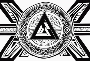 Valhalla shield valknut axe steps tattoo idea