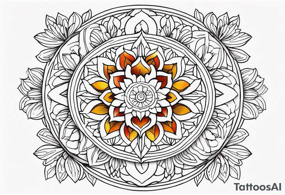 male mandala Knee tattoo in fall colors tattoo idea