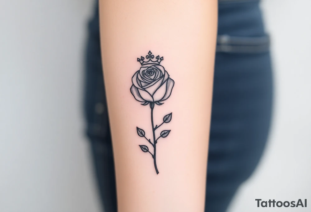 A rose with a kings crown ontop tattoo idea