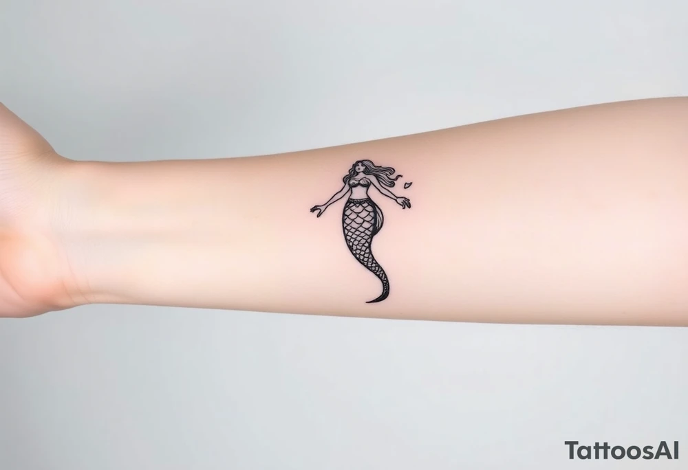 Realistic tattoo on forearm of a mermaid tattoo idea