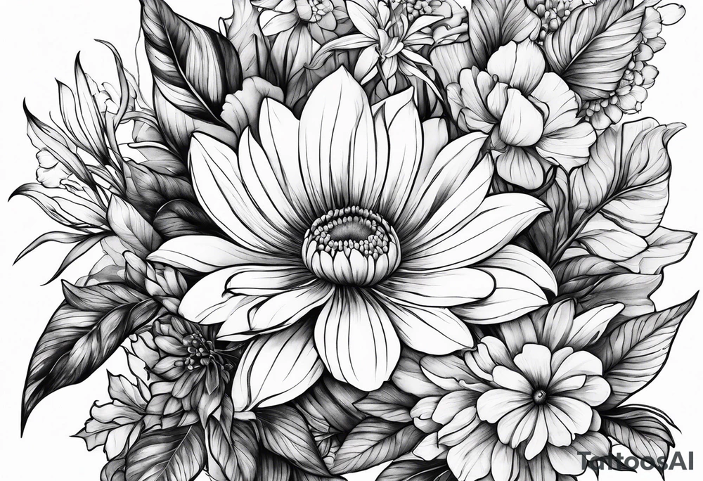 Garden beyond the flowers tattoo idea