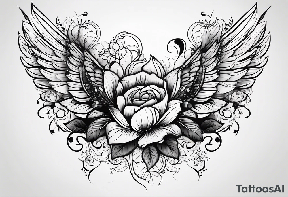 wing, flower, tattoo idea