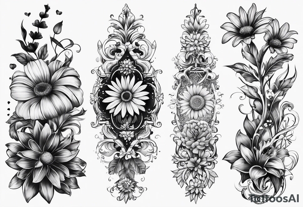 spine tattoo with words I know who I am in daisy chain tattoo idea
