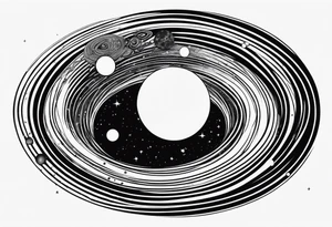 planets falling into a spiraling black hole tattoo idea