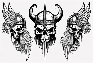 Viking face skulls on the side with wings tattoo idea