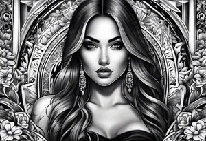 Chicano style sleeve about drugs family and women tattoo idea
