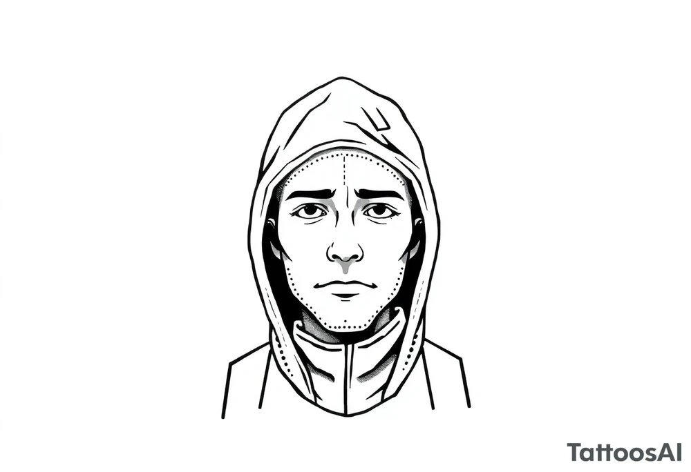 Confusion and pressure in thin lines on solo traveler with no face tattoo idea