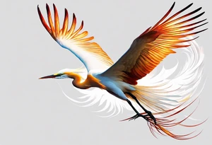 phoenix 
chinese 
egret
long tail 
elegant 
wings down
long neck
long feathers
in flight tattoo idea