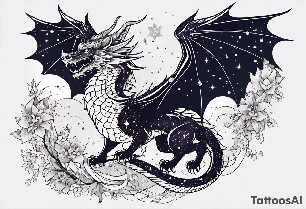 Constellation, wing , snow , cross , dragon japan kawaii tattoo idea