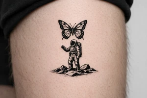 Coachella music festival, without the title of the festival, with astronaut, butterfly tattoo idea