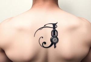J initial with lock & key tattoo idea