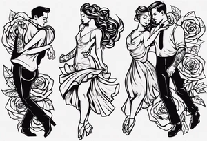 Couple dancing on a rose tattoo idea