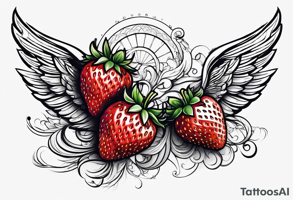 A Strawberry with wings tattoo idea