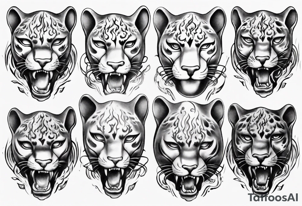 Panther with flames tattoo idea